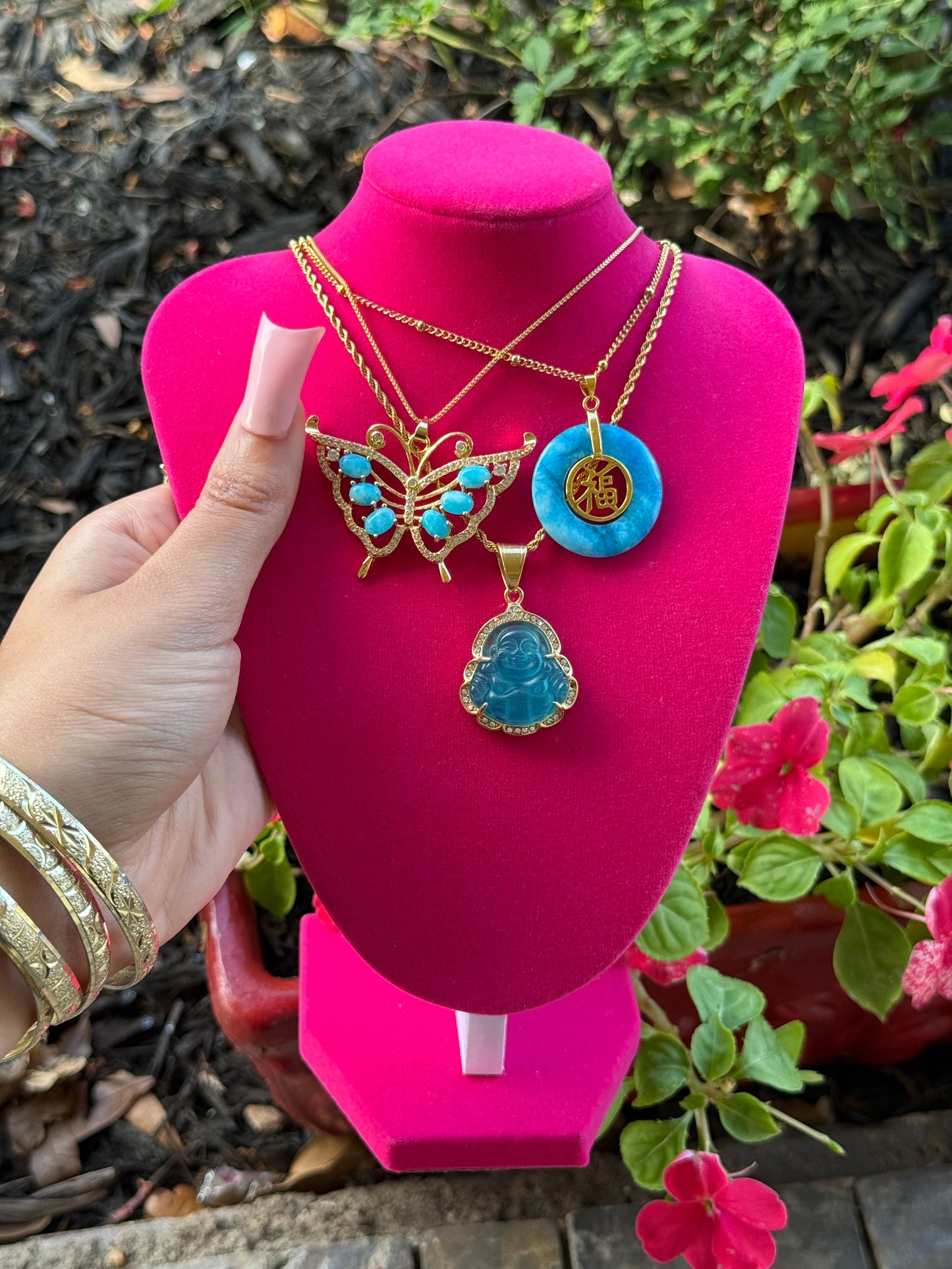 BLUE BUDDHA NECKLACE SET
