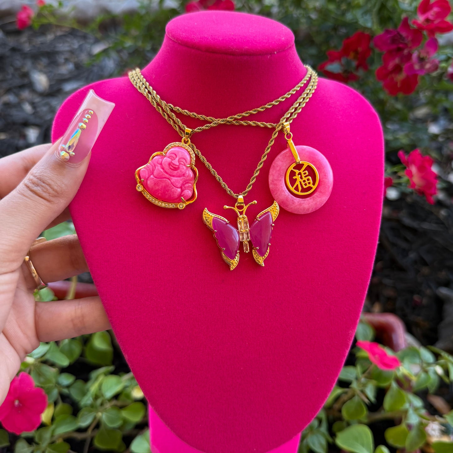 PINK BUDDHA NECKLACE SET
