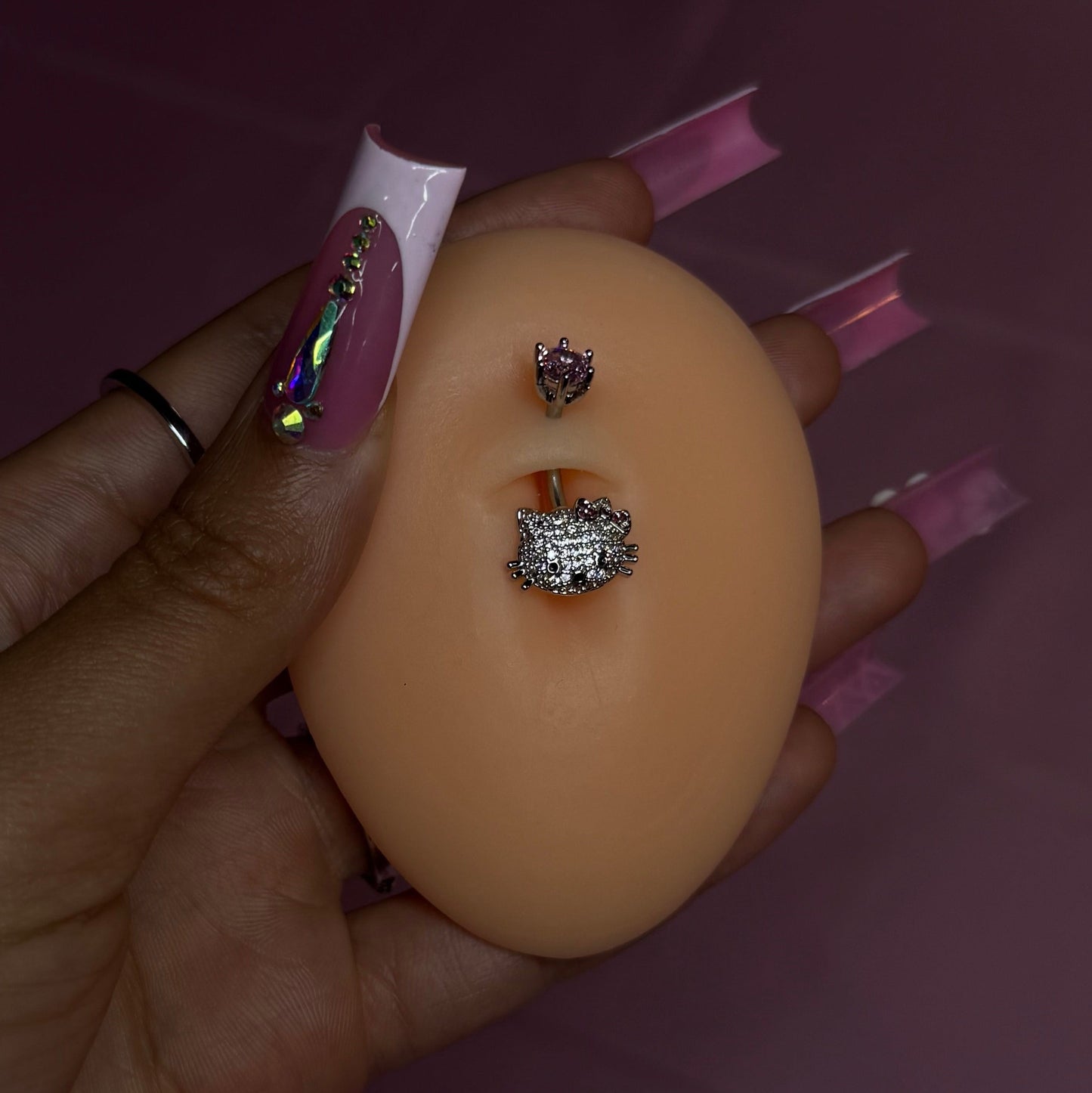HK PINK DIAMOND BELLY RING