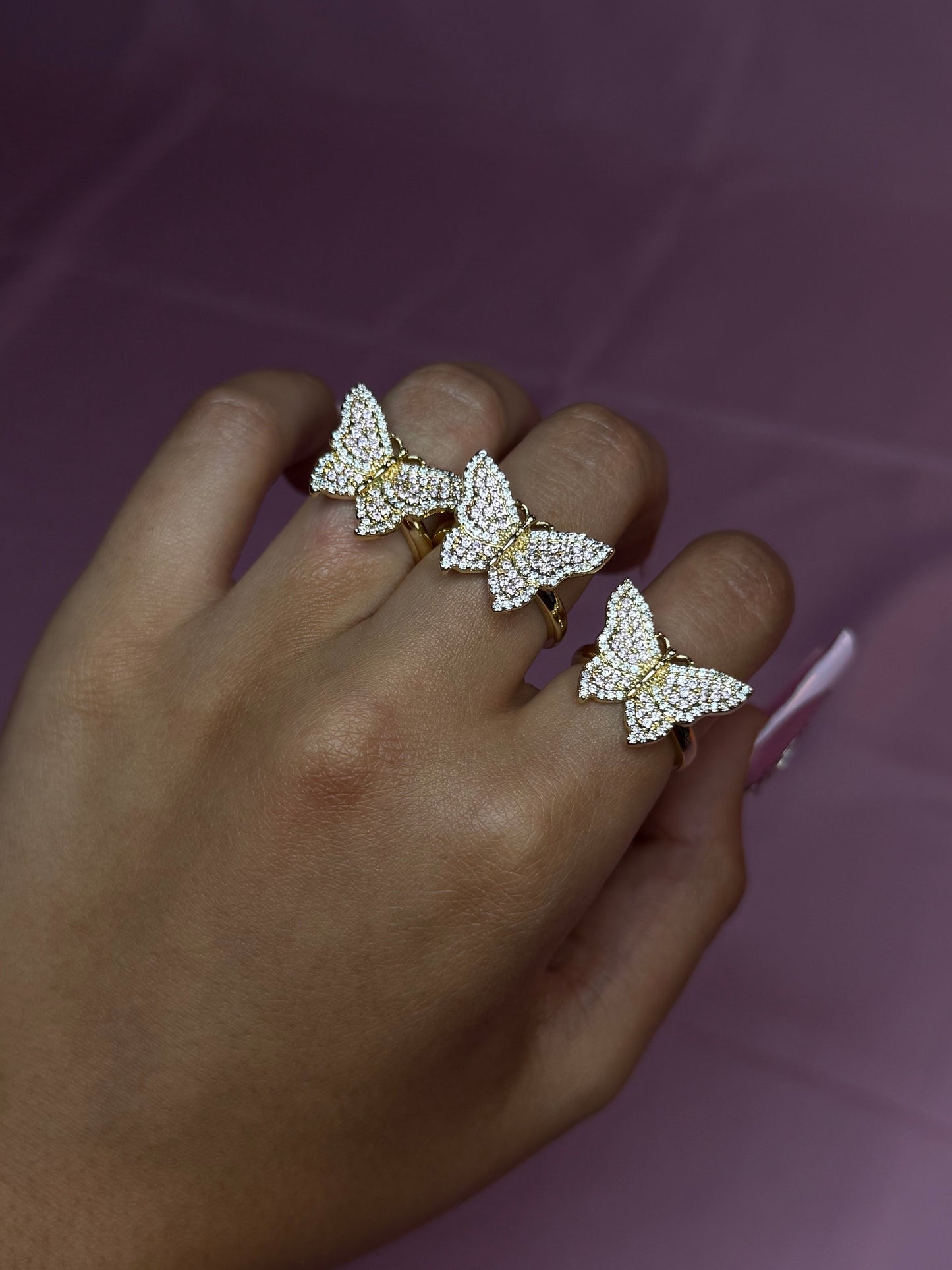 PINK BLING BUTTERFLY RING